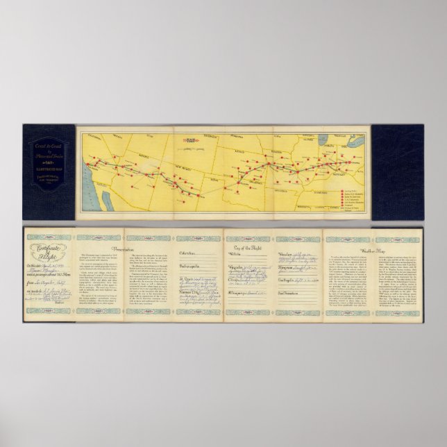 Poster Rota aérea de Los Angeles a Columbus (Frente)