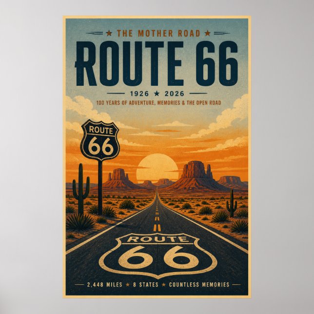 Poster Rota Retro 66 Arte do Deserto Centenário (Frente)