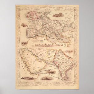 Poster Rota terrestre para a Índia