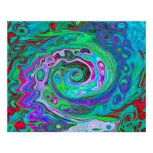 Póster Rotação Abstrato verde, vermelho e magenta