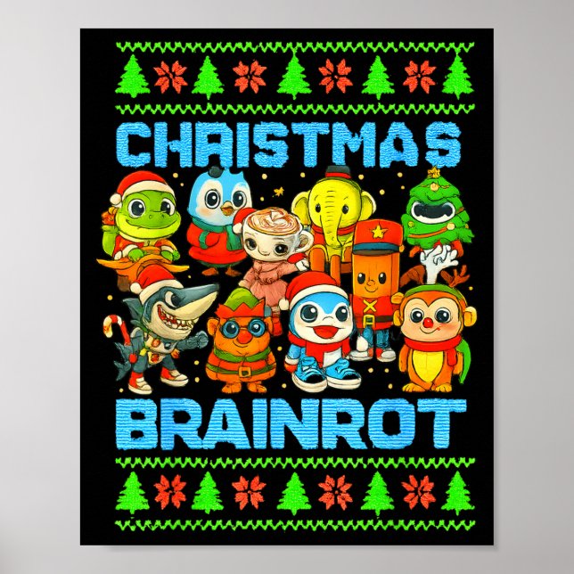 Poster Rotação Cerebral Italiana de Natal Engraçada Rotaç (Frente)