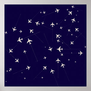 Póster rotas aéreas viagem