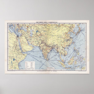 Poster Rotas comerciais comerciais Ásia do Sul