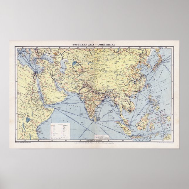 Poster Rotas comerciais comerciais | Ásia do Sul (Frente)