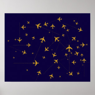 Póster rotas das vias aéreas do viagem