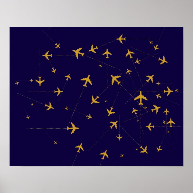 Póster rotas de vias aéreas de viagem (Frente)