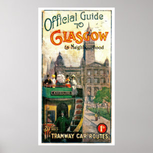 Poster Rotas do carro do bonde de Glasgow e de vizinhanç