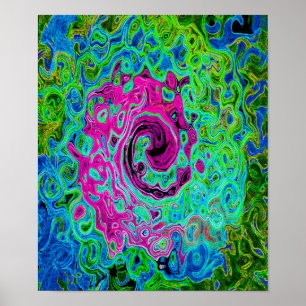 Poster Roteamento Retro do Abstrato, Cor-de-rosa-quente e
