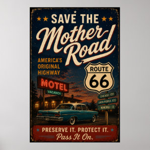 Poster roteiro 66 Motel Clássico Americana Herança