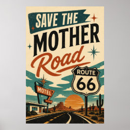 Poster roteiro 66 Salve Estrada Mãe Decoração de Estrada 