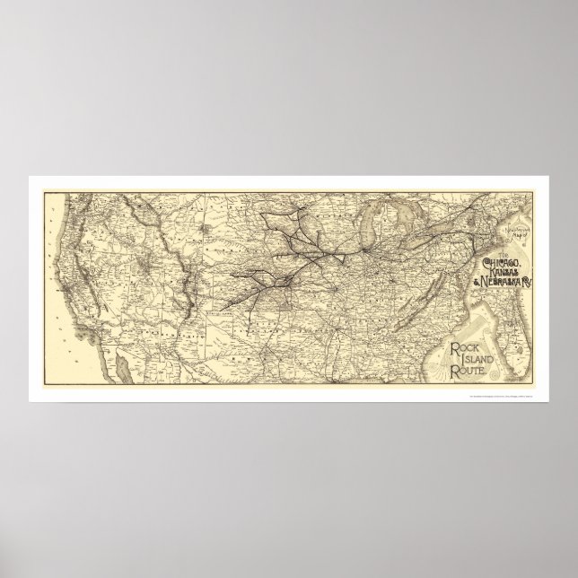 Póster Roteiro de Caminho de Ferro das Ilhas Rock 1888 (Frente)