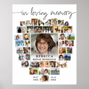 Poster Roteiro de Colagem de Fotos Funeral Heart 40 Em Me