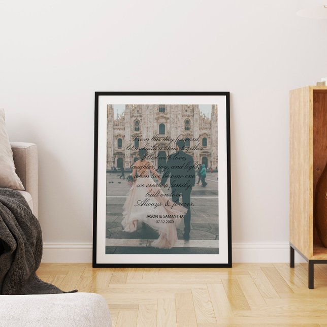 Poster Roteiro de presente de casamento com foto enorme c (Huge Photo Wedding Gift Script Calligraphy Vows Poster
)