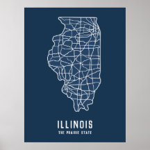 Roteiro do Estado do Illinois - Mapa do Estado da