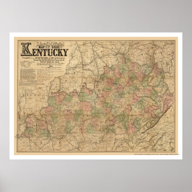 Póster Roteiro dos Caminhos de Ferro do Kentucky 1863 (Frente)