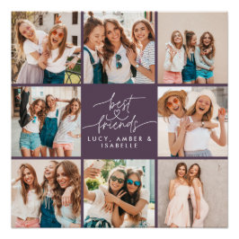 Póster Roteiro multifoto moderna e roxa melhores amigos