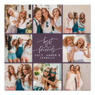 Póster Roteiro multifoto moderna e roxa melhores amigos