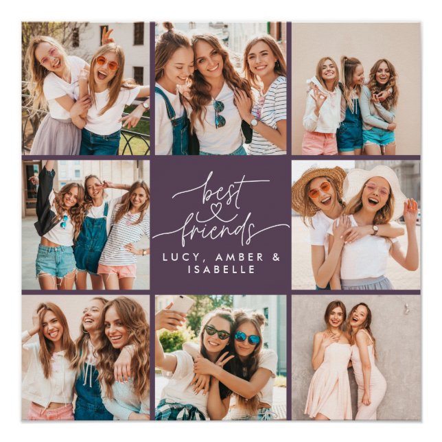 Póster Roteiro multifoto moderna e roxa melhores amigos (Frente)