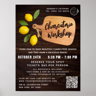 Poster Roteiro Rustic Wood Cutting Conselho Citrus Cozinh