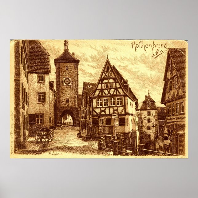 Póster Rothenburg Alemanha 1907 vintage (Frente)