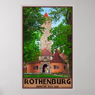 Poster Rothenburg Castle Gate