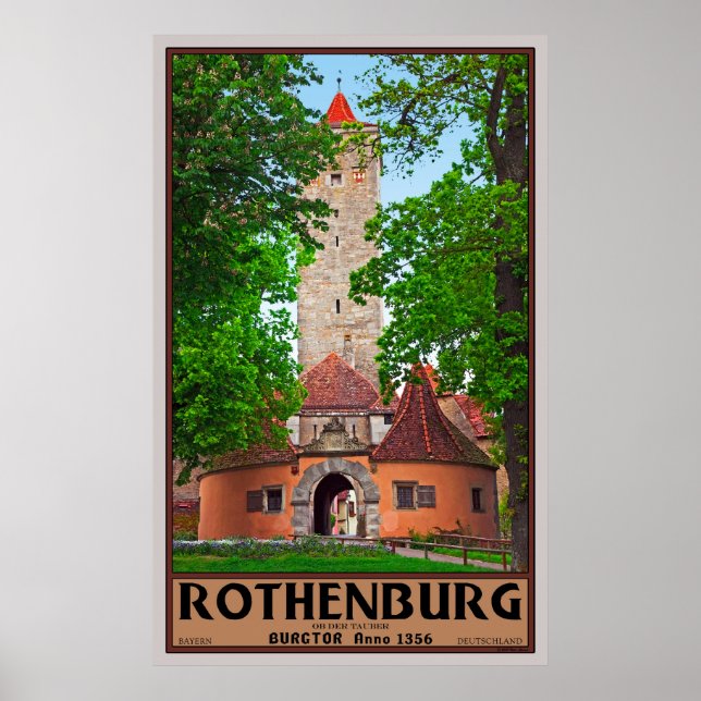 Poster Rothenburg Castle Gate (Frente)