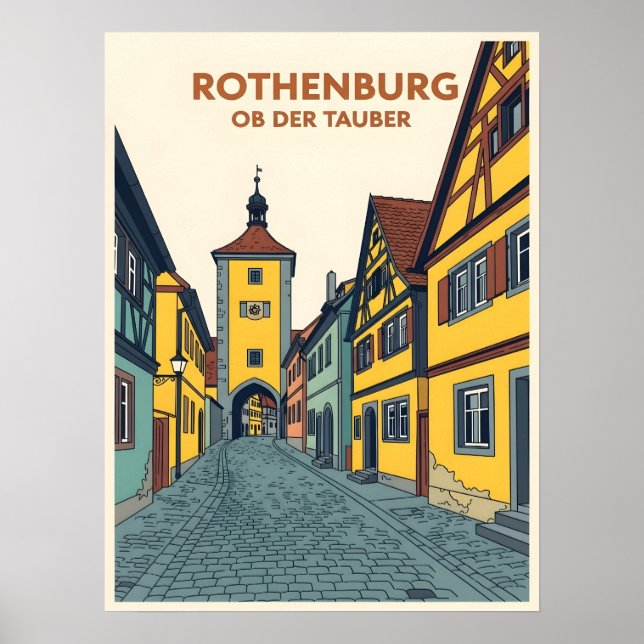 Poster Rothenburg ob der Tauber Vintage (Frente)