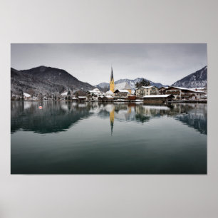 Póster Rottach-Egern no Tegernsee, Baviera no inverno