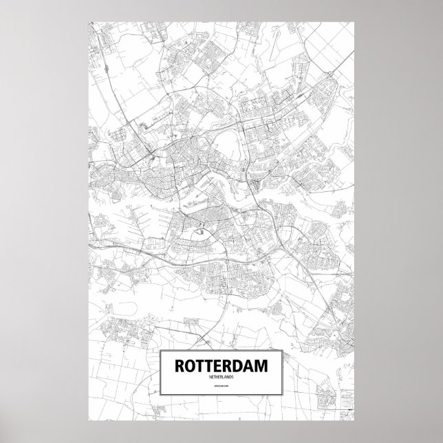 Póster Rotterdam, Holanda (preto no branco) (Frente)