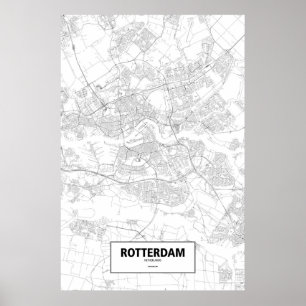 Póster Rotterdam, Países Baixos (preto no branco)