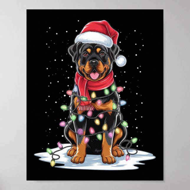 Poster Rottweiler Cachorro Noel Hábor Árvore de Natal Lev (Frente)