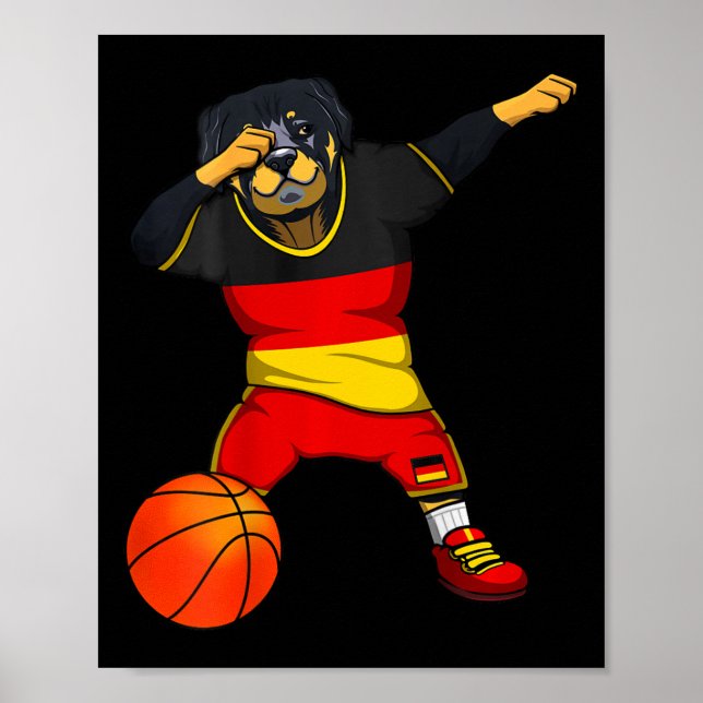 Poster Rottweiler Dabbing Alemanha Jersey Esboço Alemão L (Frente)