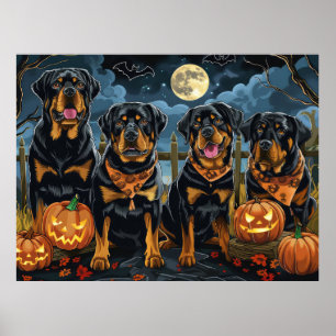 Poster Rottweiler Halloween Assustador