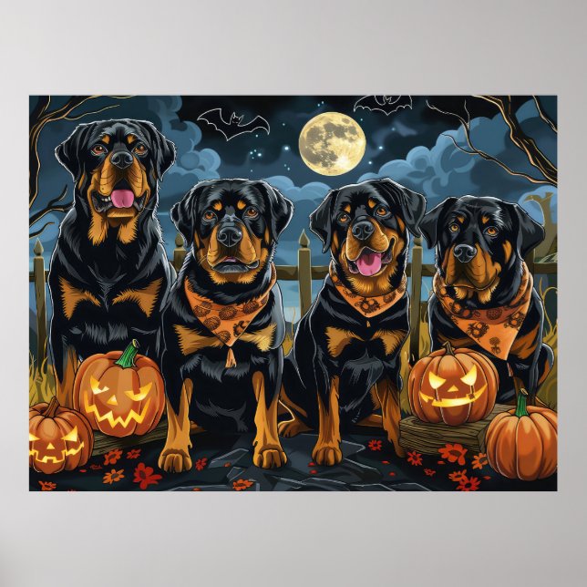 Poster Rottweiler Halloween Spooky (Frente)