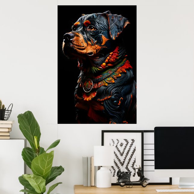 Poster Rottweiler no Ataque Cerimonial do Guerreiro (Escritório em casa)