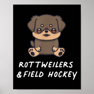 Poster Rottweilers E Esportes De Hóquei De Campo Kawaii A