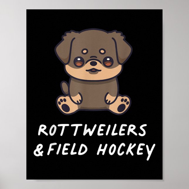 Poster Rottweilers E Esportes De Hóquei De Campo Kawaii A (Frente)