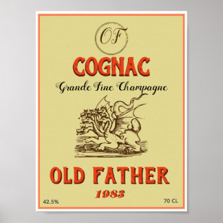 Poster Rótulo Antiquado Cognac