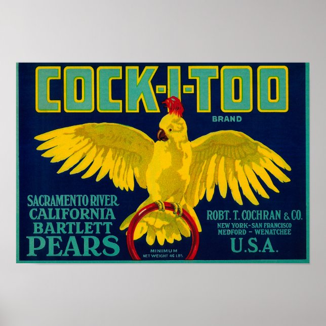 Póster Rótulo Cock-I-To-Pear Crate (Frente)
