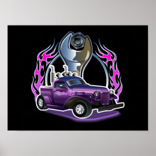 Poster Rótulo de animação retrô-quente