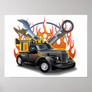 Poster Rótulo de animação retrô-quente