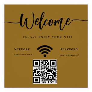 Póster Rótulo de Boas-Vindas Empresarial Código QR WIFI D