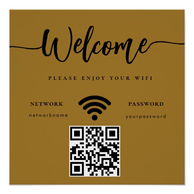 Póster Rótulo de Boas-Vindas Empresarial Código QR WIFI D (Frente)
