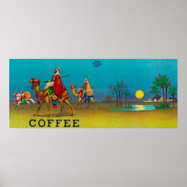 Póster Rótulo de Café da Cena do Deserto (Frente)