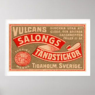 Poster Rótulo de Caixa de Fósforos Vintage Globe Matchsti