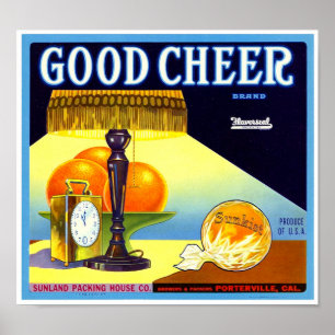 Poster Rótulo de Caixa de Laranja da Marca Good Cheer Lit