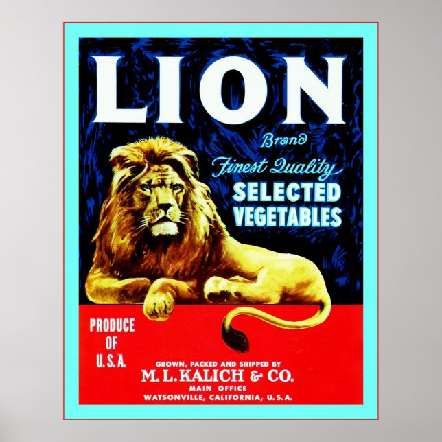 Poster Rótulo de Crato Vegetal de Vintagem (Frente)