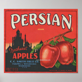 Poster Rótulo de Frutas de Maçãs do Noroeste Marca Persa 