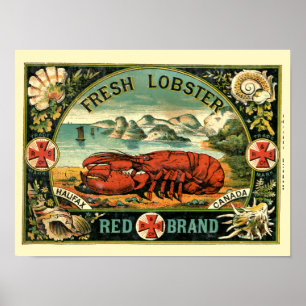 Poster Rótulo de Lagosta Vintage