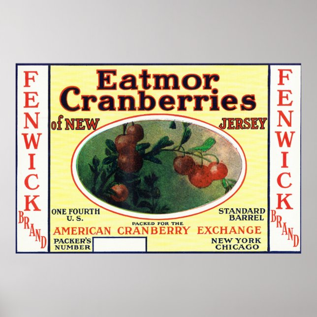 Poster Rótulo de Marca de Framboesas Fenwick Eatmor (Frente)